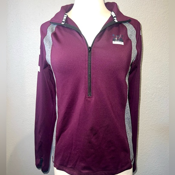 PINK VICTORIA’S SECRET Ultimate Maroon & Grey Half-Zip Athletic Pullover Jacket - Picture 4 of 11